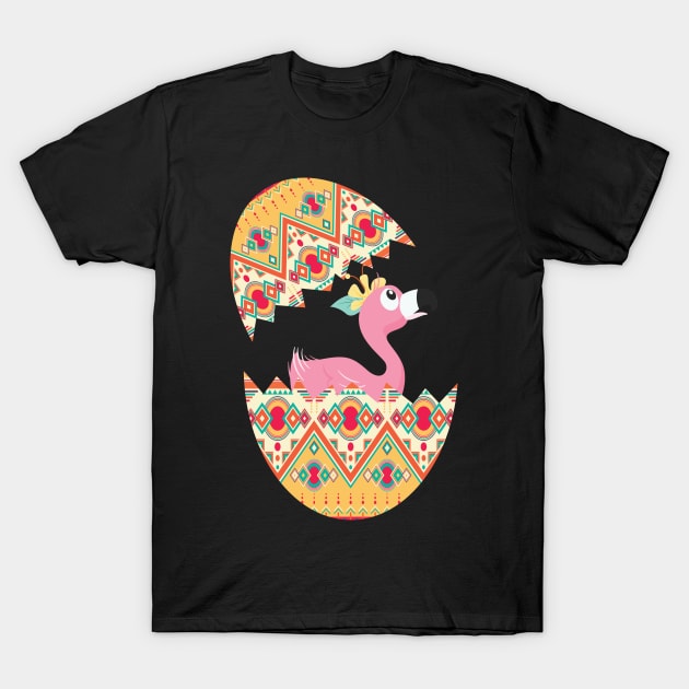 Flamingo Bird In Easter Egg T-Shirt by FamiLane